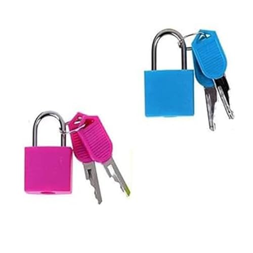 Best Buy Lock Set Small Size Padlocks for Securing Luggage .Metal Luggage Padlocks with Keys Baggage Locking System .Tiny Small Brass Lock and Key Size (30Mmx25Mm) Multicolor .(Set of 2 Pieces)-image-43