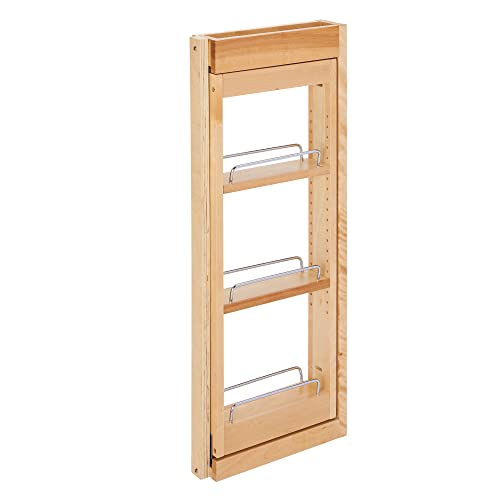 Rev-A-Shelf Kitchen Cabinet Pullout Wall Filler Wooden Organizer Slide Out Pantry Storage w/Soft-Close in Multiple Sizes, Maple Wood, 432-WFBBSC30-3C