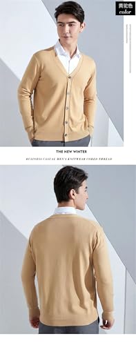 Men's Knitwear Cardigan Sweater V-Neck Solid Color Warm Fit Knit Sweater Long Sleeve Button Down Sweaters3