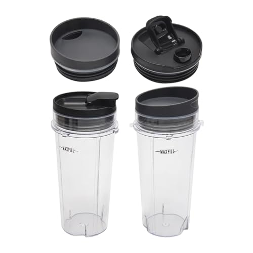 2 Piezas Vaso de 16 OZ con Cuatro Tapas para Licuadora miniatura 1