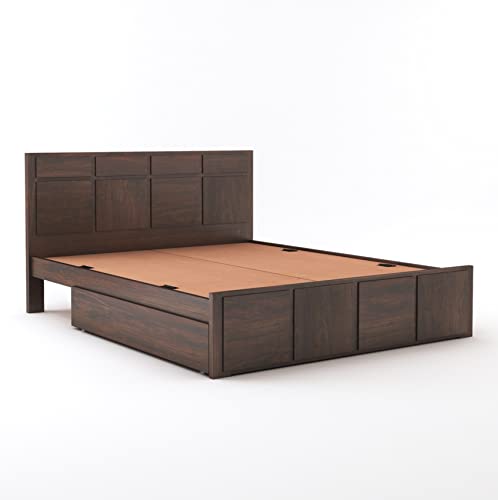 Image of MAMTA DECORATION Sheesham Wood King Size Bed with Drawer Storage Solid Wood Double Bed Palang Wooden Furniture Bed for Bedroom Living Room (Walnut Finish)