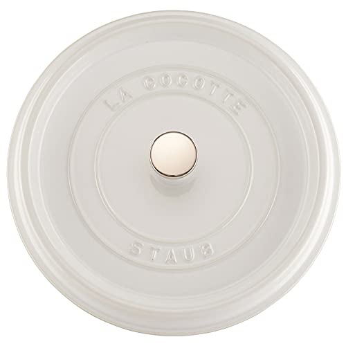 Image of STAUB Cast Iron Dutch Oven 5.5-qt Round Cocotte, Made in France, Serves 5-6, White