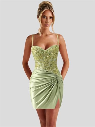 Lace Sequin Short Homecoming Dresses for Teens Spaghetti Straps Tight Corset Mini Cocktail Party Gowns4