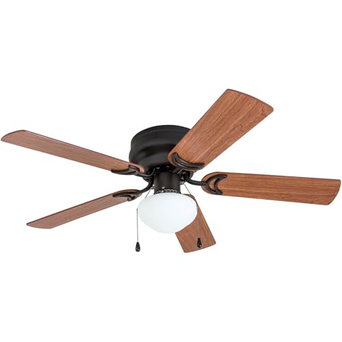 Prominence Home Alvina Traditional 42 Inch Ceiling Fan with Light, LED Flush Mount Ceiling Fan, Indoor Fan with 5 Blades, Light Cherry and Maple Brown Blade Finish Options, Bronze (50860-01) thumbnail 15