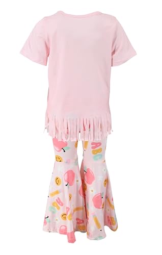 Image of Unique Baby 2 Piece Girls Bell Bottom Leggings Outfit with Short Sleeved Shirt Kid and Toddler Clothes Set