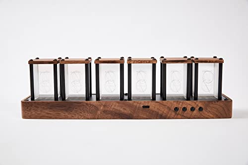 Image of Nixie Tube Clock Walnut Digital Desk Clock, Support Wi-Fi Time Calibration, Alarm and 12 /24h Display, No Assemble Required - A Retro Gift for Friends