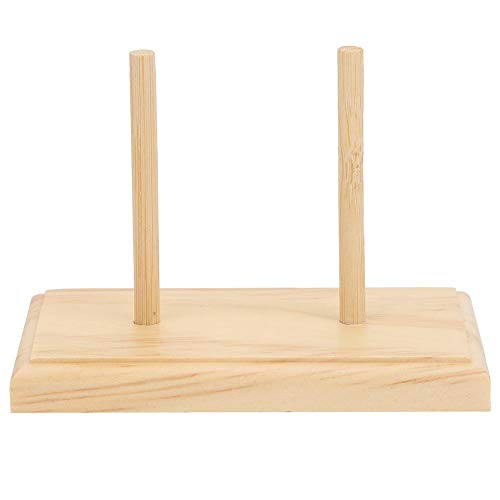 Image of Wooden Bobbin Holder Rack, Compact Standing Thread Organizer Display for Sewing Rooms and Embroidery Tables Premium Wood Natural Color 2 Shafts 9 x 5 x 1 cm