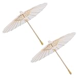 UtySty 2 Pack White Paper Umbrella Mini 16'' Blank Folding Umbrella Parasol for DIY Crafting Painting Wedding Kids Do It Yourself Crafts Baby Shower Party Decoration Centerpiece Table Display