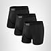 SAXX Underwear Co. Men's Ultra Super Soft Boxer Brief Fly 3-Pack, Black, Medium