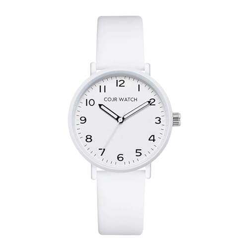 【試験用腕時計】受験 時計 秒針 音しない 腕時計 受験 アナログ シンプル かわいい おしゃれ 人気 3気圧防水 蓄光 見やすい メンズ レディース 受験生 高校生 中学生 男子 女子 ユニセックス (ホワイト)