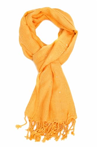 Image of Solid Sequin Stole with Tassels for Women & Men - Soft Lightweight Rayon Fabric | Available in 10+ Colours | 70 x 180 cm