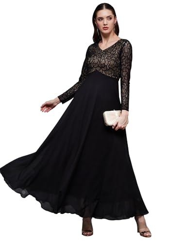 Image of Miss Chase Women's Round Neck Cap Sleeves Lace Knee -Long Skater Dress