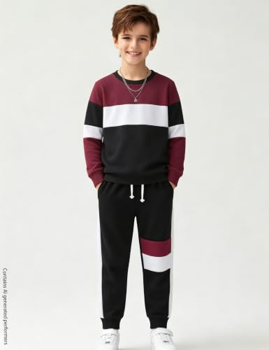 Image of mkodopy Boys Clothes Hoodie Sweatsuits Tops and Pants Boys Fall Winter Outfits Boy Clothing Set