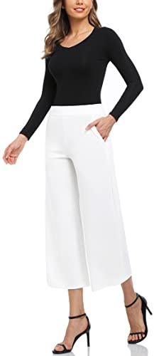 MISS MOLY Wide Leg Pants for Women Business Casual Crop Palazo Dress Pants Capris2