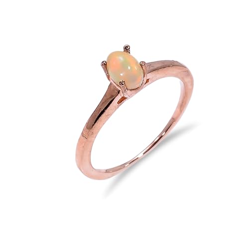 Bague d'opale éthiopienne naturelle en argent 925 pour femme R026