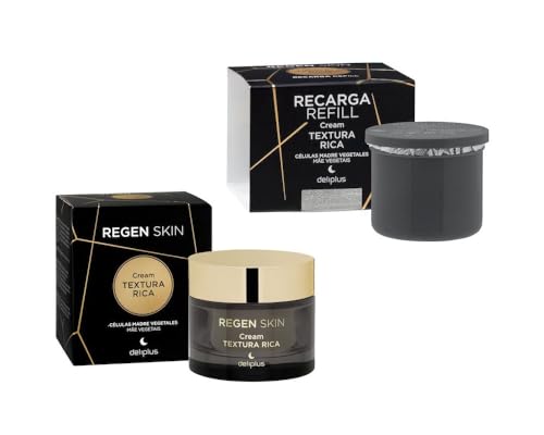 Crema Facial Noche Textura Rica Regen Skin piel normal, seca y muy seca + recambio (Paquete 2). Deliplus
