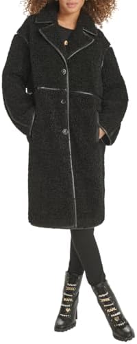 KARL LAGERFELD womens Long Faux Shearling Jacket