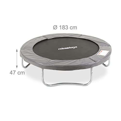 Relaxdays Trampolin Outdoor, Gartentrampolin für Kinder & Erwachsene, bis 150kg, mit Randabdeckung, versch. Größen, grau – Bild 5
