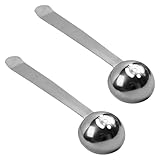 minkissy ステンレス製排水穴付きオリーブスプーン 長柄チェリーストレーナー 瓶詰め食品の取り出しに適した家庭 カフェ用キッチンツール 2