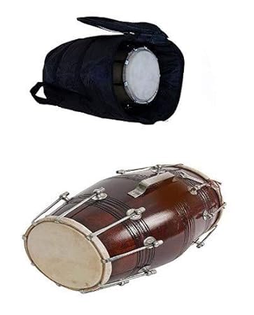 Dholak di legno fatto a mano con strumenti musicali del dholak della borsa