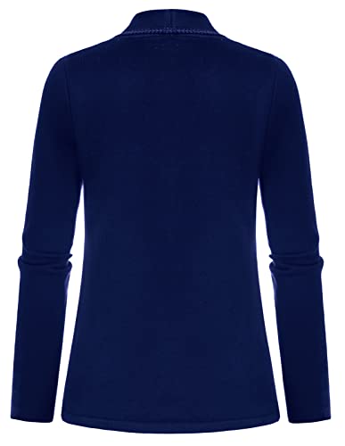 Ladies Sweater Blazer Knit Cardigan Soft Button Up Sweater With Pockets (Blue, S) #TOP2