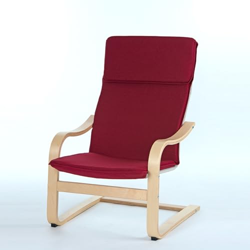 Möbel Akut Schwingsessel Siesta, Birke Schichtholz, roter Bezug, 67 x 78 x 98 cm