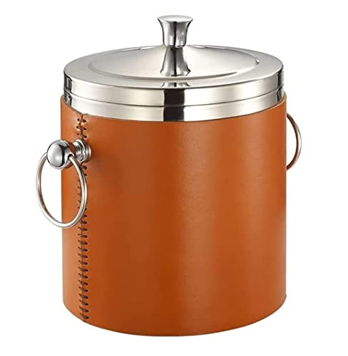 Eiskübel Sektkühler Eisbehälter Eiswürfelbehälter Eiskübel Orange Leder Eiskübel High-End Western Metal Belt Cover Mit Champagnerkübel Aus Leder Eiskühler Eiseimer (Color : Orange) Cover