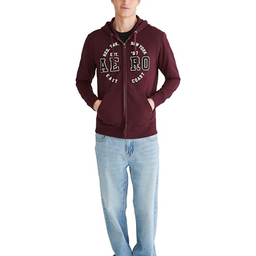 AEROPOSTALE Men's Aero Logo Full Zip Hoodie-Circle