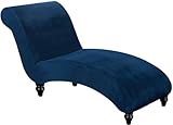 Chaise Lounge Cover Velvet Lounge Chaise Slipcover for Living Room Chaise Slipcover Armless Chaise Lounge Indoor Slipcover Luxury Lounge Chair Cover Soft Furniture Protector for Pets, Navy