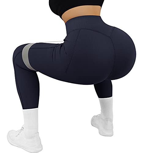 Image of SUUKSESS Women Ribbed Seamless Leggings High Waisted Workout Gym Yoga Pants 18