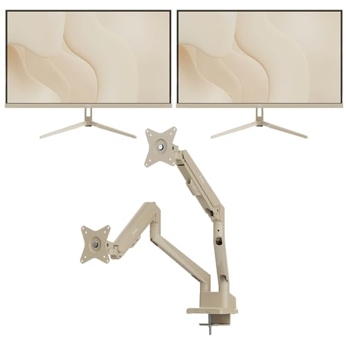 Image of Pixio Two PX278 Wave Beige 27 inch 180Hz Refresh Rate FHD 1440p Resolution Fast IPS Panel 1ms GTG Response Time Gaming Monitor and PS1D Wave Beige Dual Monitor Arm - Fits up to 32 inches and 19.8lbs