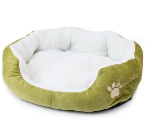 ラムズウールあったか犬小屋 小型犬用ドッグハウス ペットマット付き 冬用防寒 (グリーン)