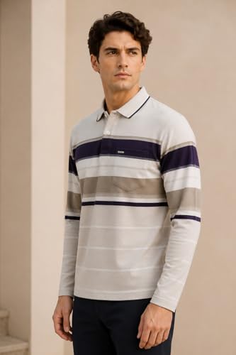 Image of Full Sleeve Polo T Shirt for Men Cotton with Pocket and Collar - Regular Fit Tshirt