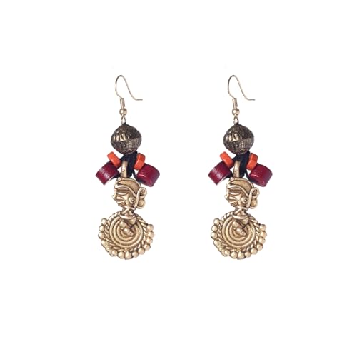Image of Handcrafted Tribal & Dhokra Art Earrings for Women - Wooden, Nature-Inspired Statement Drop & Traditional Ethnic Designs