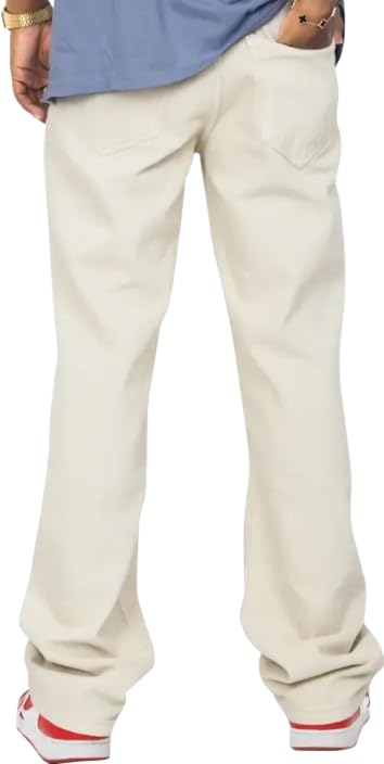 Image of Comfits Loose Fit Denim Baggy Jeans, Plain Beige, Relaxed Style
