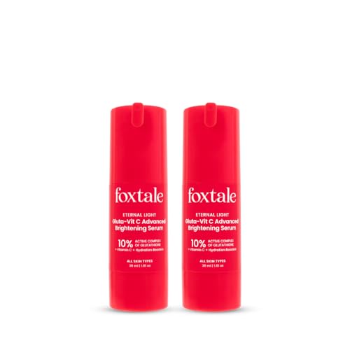 Image of Foxtale 10% Vitamin C-Glutathione Brightening Face Serum for Glowing Skin, Treats Dark Spots, Pigmentation & Dullness, Beginner & Sensitive Skin Friendly | All Skin Types | Women & Men (2 x 30ml each)