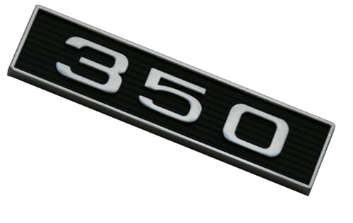Image of 2Pcs 350 Emblems 350ci 5.7L Block Engine Hood Scoop Badge 3D Decals Stickers Cars Trucks (Chrome Black)