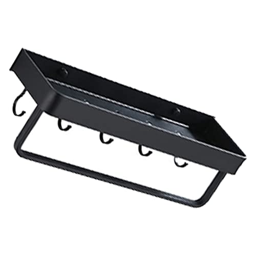 Estante de Baño Montado en la Pared, Estantes Flotantes Negros de Aluminio de 40cm, Toallero Barra con Ganchos, Estante de Almacenamiento para Baño de Cocina - imagen 7