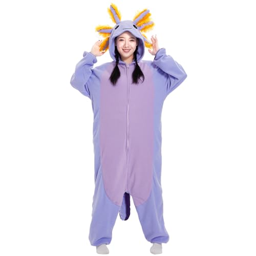 Supodon Adult Onesie Animal Costume Pajamas Unisex Cosplay Sleepwear Halloween Jumpsuit for Men Women Purple