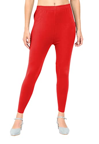 Image of POPOLO Women's Super Soft Ankle Length Cotton Lycra Solid Stretchable Legging