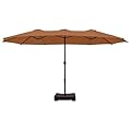 Sophia & William 15 ft Extra Large Patio Umbrella with Base Included, Rectangular Outdoor Umbrella Heavy Duty, Market Umbrella Double-sided Fade Resistant for Pool Garden Backyard, Maillard Tawny