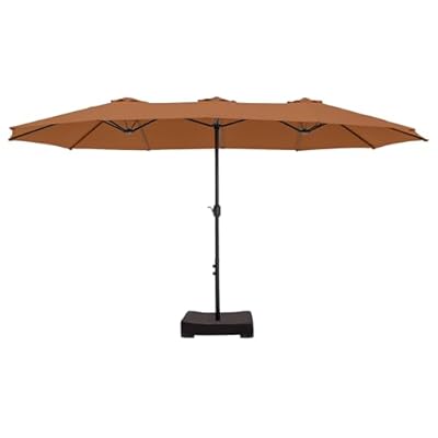 Sophia & William 15 ft Extra Large Patio Umbrella with Base Included, Rectangular Outdoor Umbrella Heavy Duty, Market Umbrella Double-sided Fade Resistant for Pool Garden Backyard, Maillard Tawny