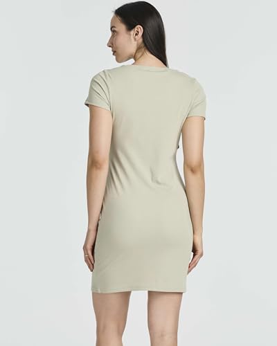 Image of Real Essentials 3 Pack: Women's Ribbed Mini Dress - Short Sleeve T-Shirt Dress Slim Fit Casual Summer Dress