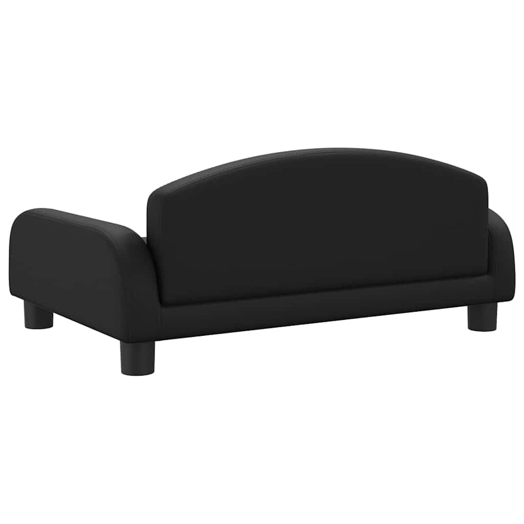 Hundebett aus schwarzem Kunstleder, 70 x 45 x 30 cm, bequemes Sofa mit Rahmen aus massivem Kiefernholz und dickem Schaumstoff, wasserdichte Beschichtung, leicht zu reinigen