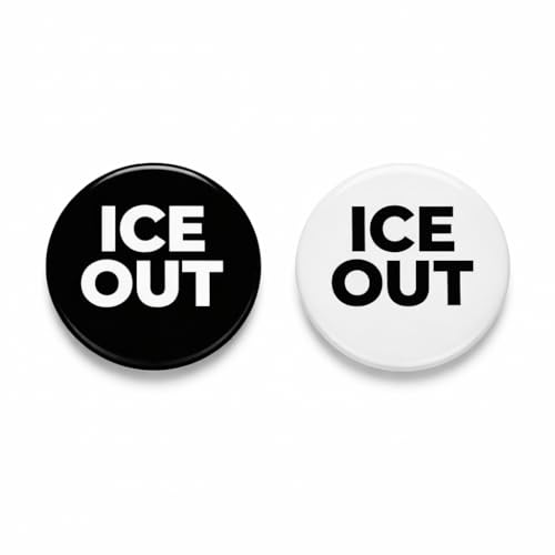 ICE OUT Advocacy Lapel Pin Set of 2 - Bold Black & White Statement Button Badge Pinback (2.28)