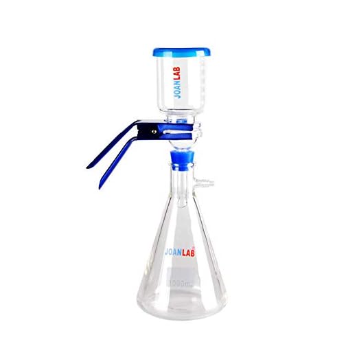 Lab Vacuum Filtration Apparatus | Flask to Filter Solutions, Oils, E-Liquids, and More | 1000mL Filtering Flask and 300mL Graduated Funnel | Glass Suction Filtering Kit | 1 Year Warranty