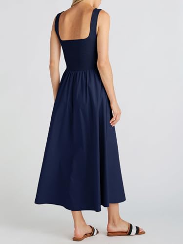 Women's Maxi Dress Summer Sleeveless Swing Sundress Casual Loose Tank Long Dresses with Pockets3