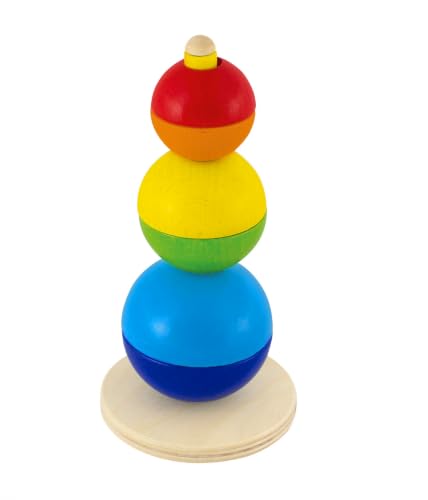 Selecta 62002 Kugel Stapelturm, Holzspielzeug, 16 cm, Bunt Bunt