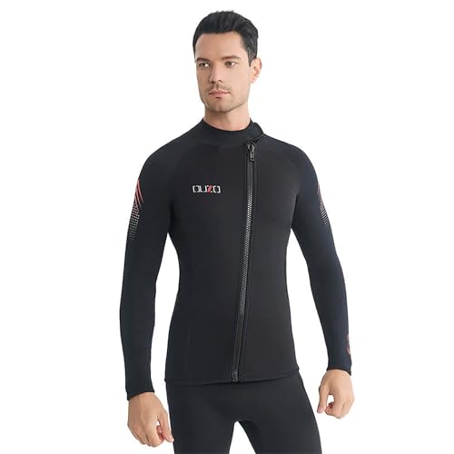 Chaqueta superior de traje de neopreno para hombre, 3MM con cremallera frontal, manga larga para buceo, calidez y comodidad para natación, snorkel, buceo y deportes acuáticos miniatura 1