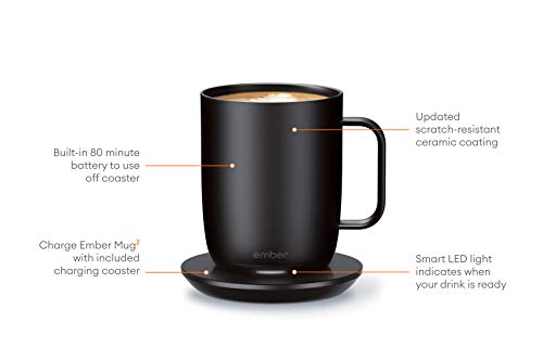 Ember Smart Mug 2 met temperatuurinstelling, 414 ml, via app bestuurbaar, oplaadbare, opwarmbare koffiemok met intelligent led-display, 80 minuten batterij en verbeterd design, zwart - Image 4